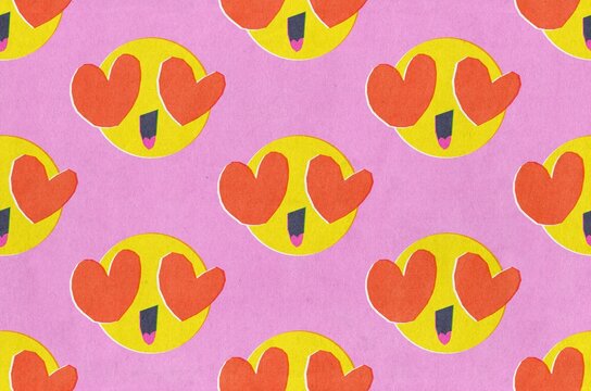 Smiling Face With Heart Eyes emoji. Love concept pattern