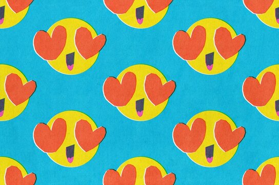 Smiling Face With Heart Eyes emoji. Love concept pattern