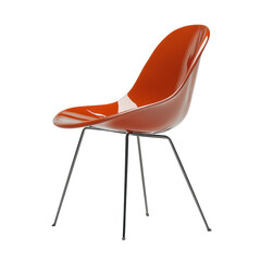 Stylish chair with a black base and vibrant orange seat offering a unique contrast and modern design appeal isolated white background