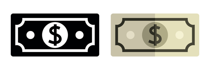 Black And Beige Dollar Bill Icons Depicting Financial Themes
