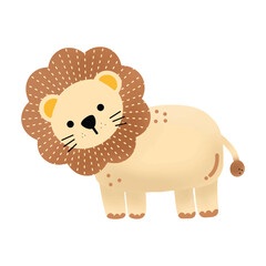Cute Style Lion Illustration Icon Single