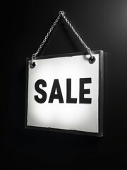 "Stunning Black and White 'SALE' Sign: Elegant Minimalism with Dramatic Lighting and Texture"