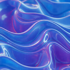 Fototapeta premium Futuristic liquid texture with iridescent blue and purple reflections. Abstract waves create a mesmerizing, fluid-like pattern, perfect for backgrounds, design elements, or digital art concepts.
