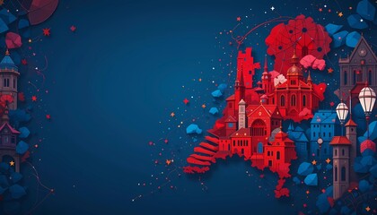 red and blue paint splashes