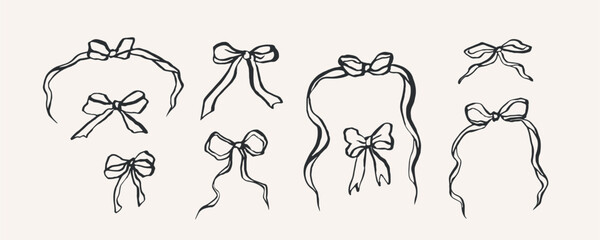 Hand drawn ink bows collection