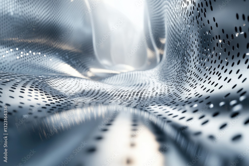 Aufkleber abstract undulating metal sheet with perforated holes, creating a futuristic, textured background.