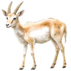 Obraz premium A Detailed Illustration of a graceful, light-brown Goitered Gazelle. This image showcases the animal's unique features and elegant posture.
