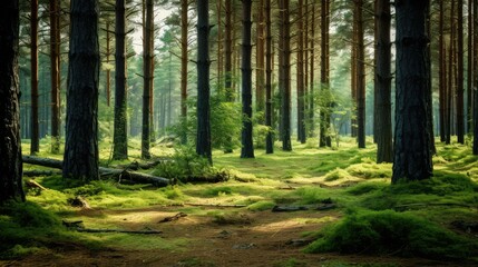 Obraz premium cnopy pine tree in a forrest