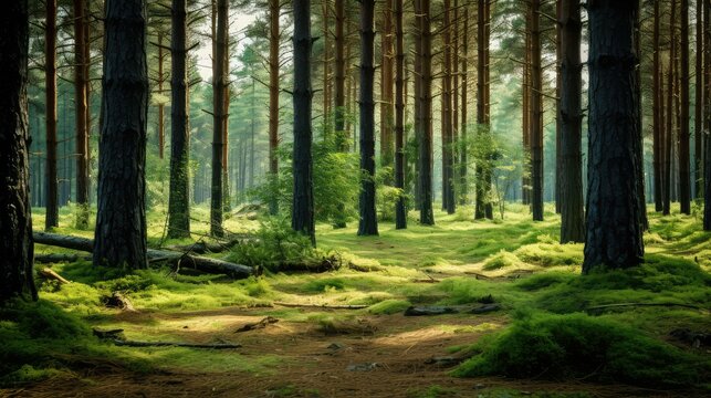 cnopy pine tree in a forrest