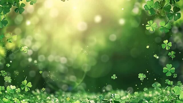 Vibrant green shamrock clovers create a natural frame, symbolizing luck and irish heritage on saint patrick's day	
