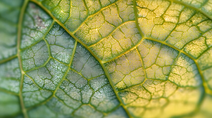 Obraz premium Macroscopic photography of the detailed vein textures of a leaf 