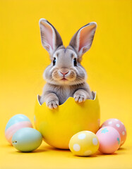 Obraz premium easter bunny with eggs
