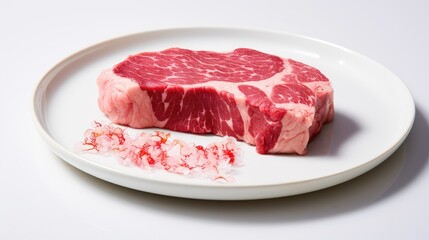 Fototapeta premium fat raw meat on white