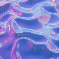 Futuristic liquid texture with iridescent blue and purple reflections. Abstract waves create a mesmerizing, fluid-like pattern, perfect for backgrounds, design elements, or digital art concepts.