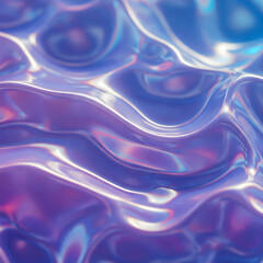 Obraz premium Futuristic liquid texture with iridescent blue and purple reflections. Abstract waves create a mesmerizing, fluid-like pattern, perfect for backgrounds, design elements, or digital art concepts.