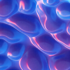 Obraz premium Futuristic liquid texture with iridescent blue and purple reflections. Abstract waves create a mesmerizing, fluid-like pattern, perfect for backgrounds, design elements, or digital art concepts.