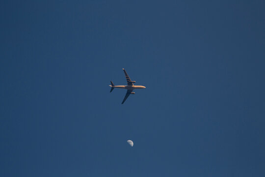 airplane and moon