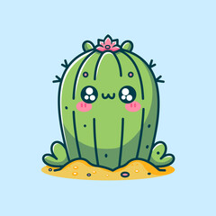 Cute Cactus Cartoon Vector Art, Illustration and Graphic