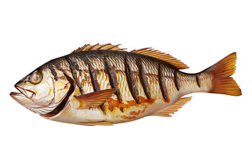 A Detailed Look at a Striking Striped Grunter Fish Specimen Isolated, Transparent Background, Cutout, No Shadows, PNG Clipart