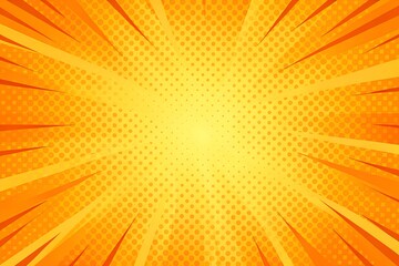 Comic book style background with radial lines and halftone dots pattern for retro design