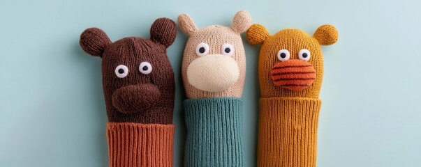 Cute sock puppets on hands, playful and creative, National Sock Day fun