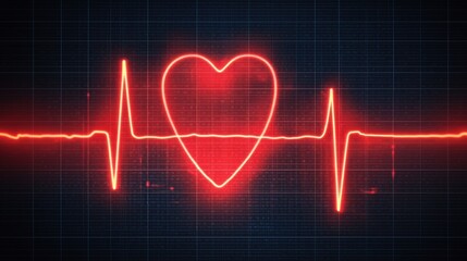 Naklejka premium Red Heartbeat Icon with Electrocardiogram Waveform Visual Representation