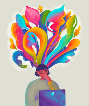Creative brainstorming session with vibrant ideas illustrated