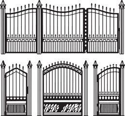 Iron gate set of  vector