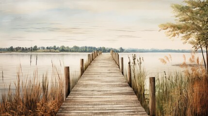 Naklejka premium lake wood plank board