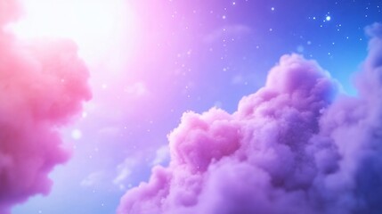 Dreamy purple sunset cloudscape, starlit sky