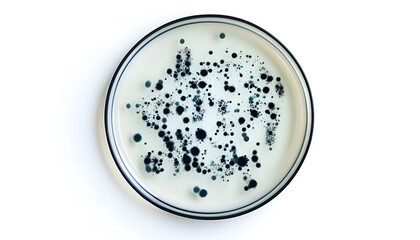Petri dish with bacteria isolated on white, top view