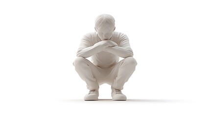 Contemplative moment human emotions in minimalist art studio 3d render