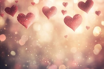 Soft pink clouds and shimmering hearts create a dreamy and romantic atmosphere filled with enchantment and wonder