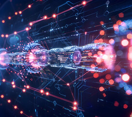Fototapeta premium A high-resolution digital visualization of blockchain technology, representing decentralized secure transactions, cryptographic security, and futuristic financial networks.