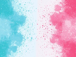 Fototapeta premium Abstract watercolor background with light teal and pink splatter effect.