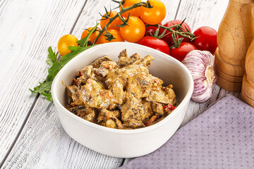 Roasted beef with cream sauce