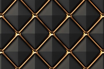 Fototapeta premium Seamless concentric golden diamonds on matte black, refined Art Deco minimalist luxury pattern, sophisticated 1920s-inspired elegance