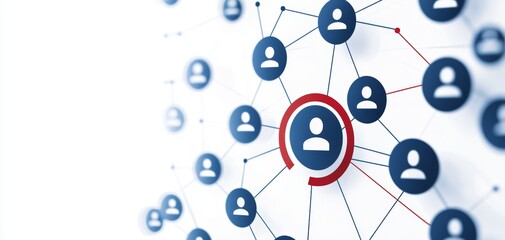 A social media and influencer marketing visualization, with multiple user icons linked to a goal-oriented target