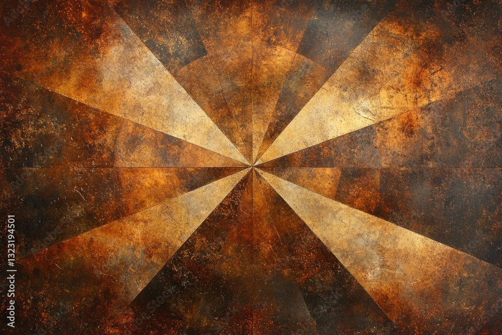 Aufkleber abstract radial pattern with a grunge texture in shades of gold and brown.
