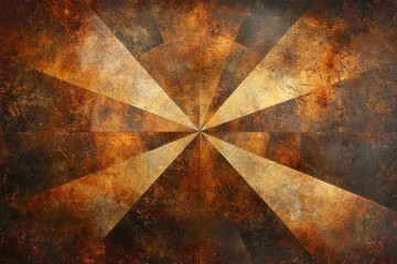 Abstract radial pattern with a grunge texture in shades of gold and brown.
