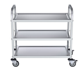 Front view of food serving cart isolated on transparent background - 3d PNG illustration