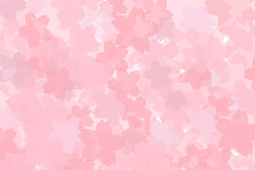 美しい桜の花が重なっている和風の背景　横向きの背景イラスト