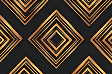 Seamless concentric golden diamonds on matte black, refined Art Deco minimalist luxury pattern, sophisticated 1920s-inspired elegance