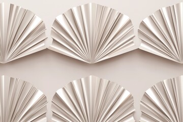 Seamless delicate metallic silver fan palm designs on soft ivory, refined Art Deco pattern, sophisticated high-end botanical elegance