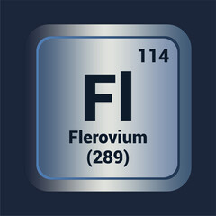 Flerovium Fl icon. Number One Hundred Fourteen. Mass (289) detail. Vector Background.