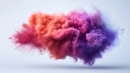 Fototapeta premium Dynamic explosion of colorful powder clouds featuring vivid orange, pink, and purple hues 