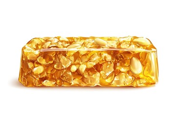 Delicious Honey and Nut Candy Bar Golden Sweet Treat, Close-up Studio Shot