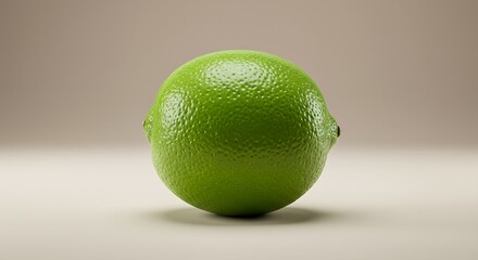 A fresh green lime with a glossy surface and a tangy citrus aroma.