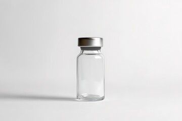 Empty Glass Vial with Silver Cap Medical, Pharmaceutical, and Science Mockup