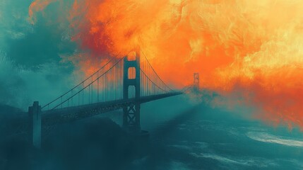 Obraz premium A stunning image captures a picturesque bridge gracefully arching over calm waters, surrounded by lush greenery. The reflection of the bridge dances on the surface, creating a serene atmosphere.